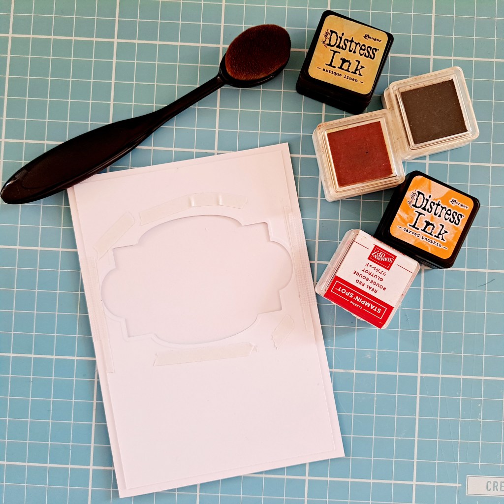 Colors to use to create a fall themed card using distress inks