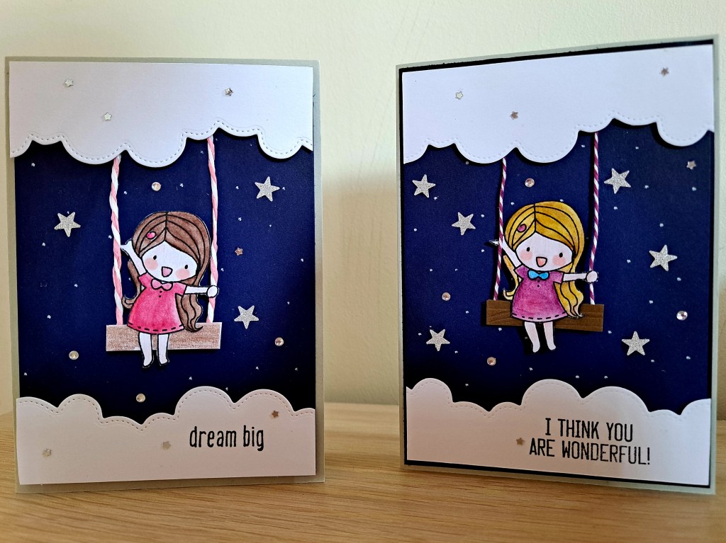 Love Cynthia stamps for starry night background cardmaking