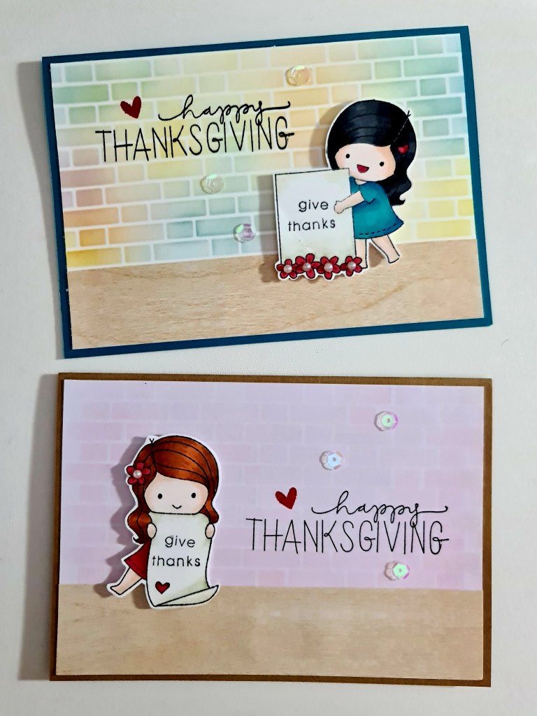 thanksgiving card for a friend feat Love Cynthia Live Like It's Spring, Simon Says Autumn Greetings, and Lawn Fawn Brick Stencil