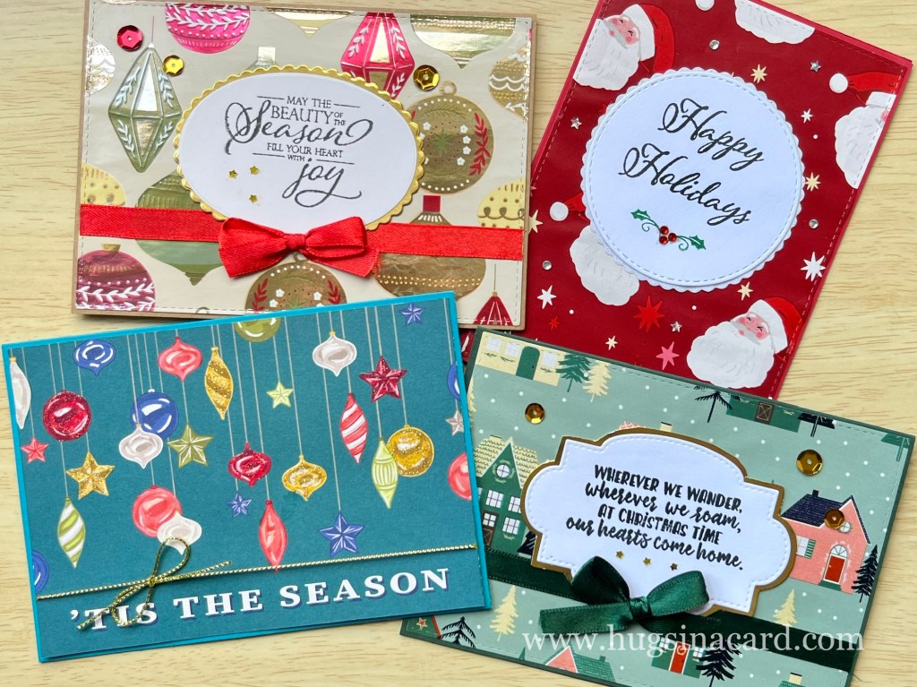 easy card making for christmas using patterned papers and gift wrapping papers
