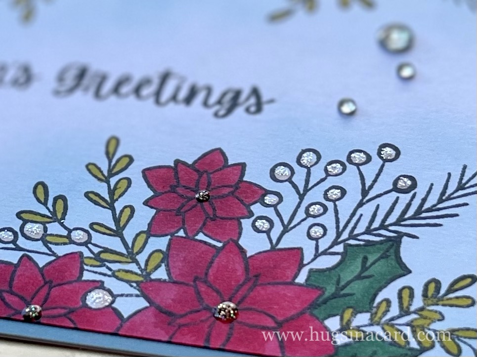 easy to make christmas cards poinsettia image from stampin up with nuvo glitter drops
