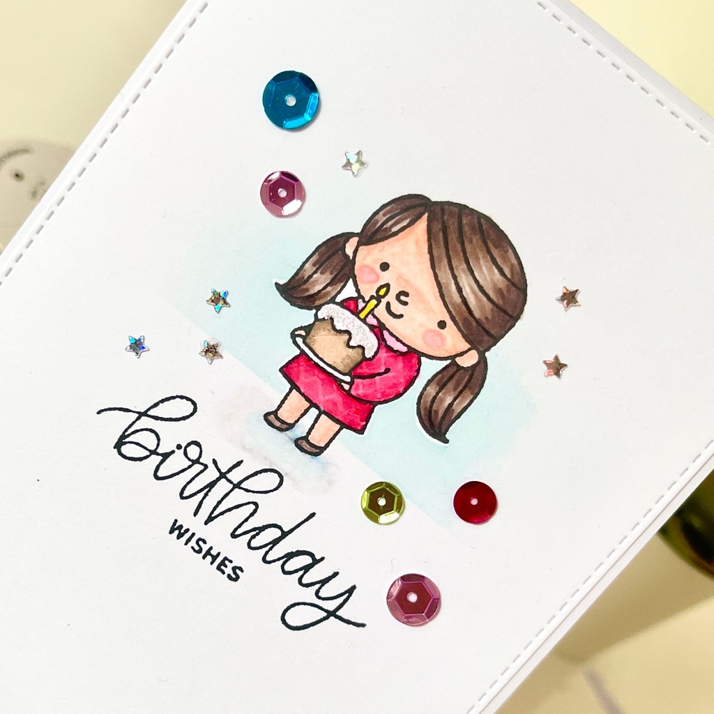 birthday card maker clean and simple design pretty pink posh birthday wishes with sequins and irridiscent stars