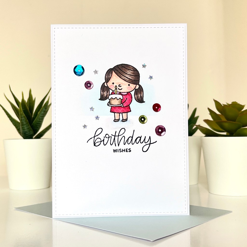handmade cards for birthday simple deisgn pretty pink posh birthday wishes girl holding cake