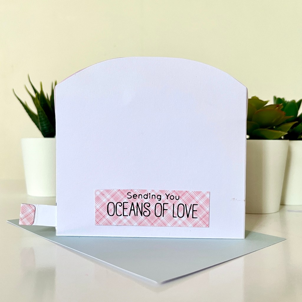 card making for birthday pop up box card sentiment at the back of card sending you oceans of love MFT