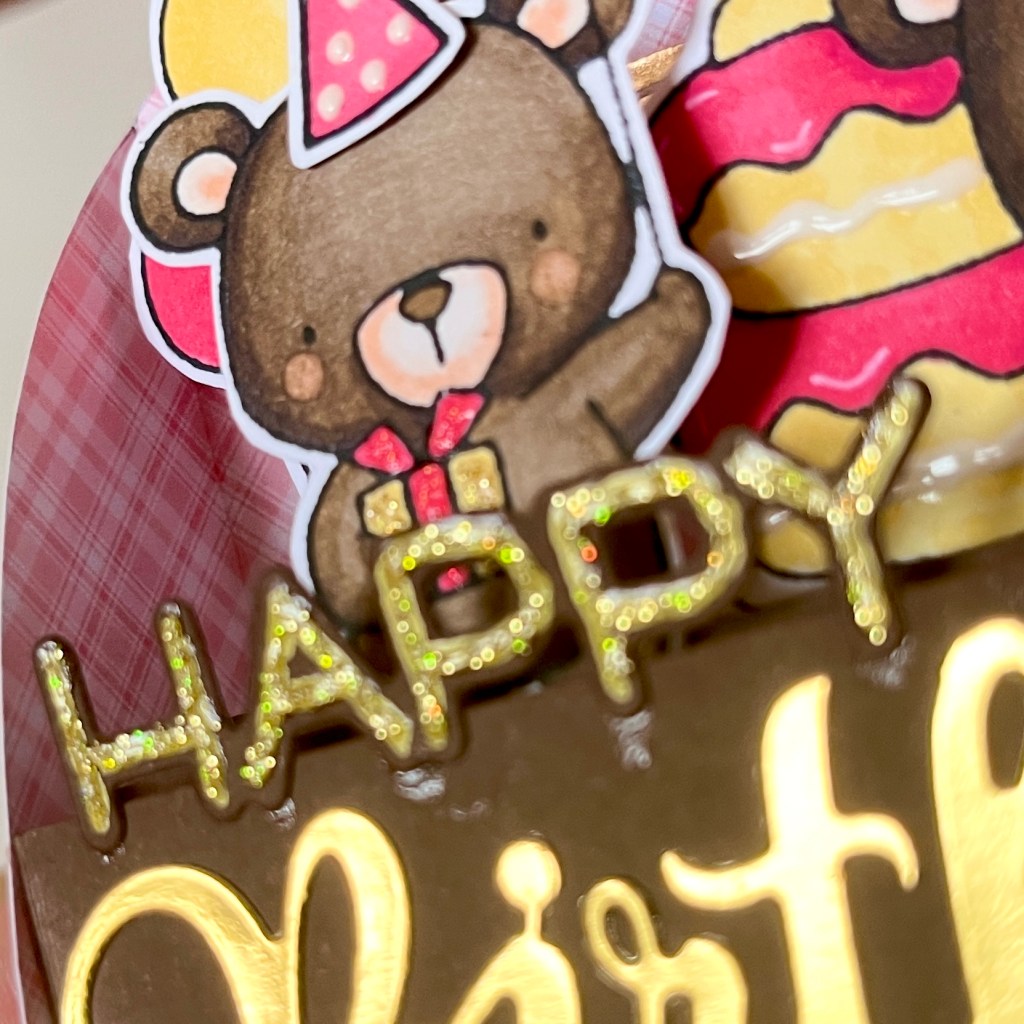 birthday card desgin happy happy happy lawn fawn dies in glittery gold and big word birthday die in gold from scrap dragon