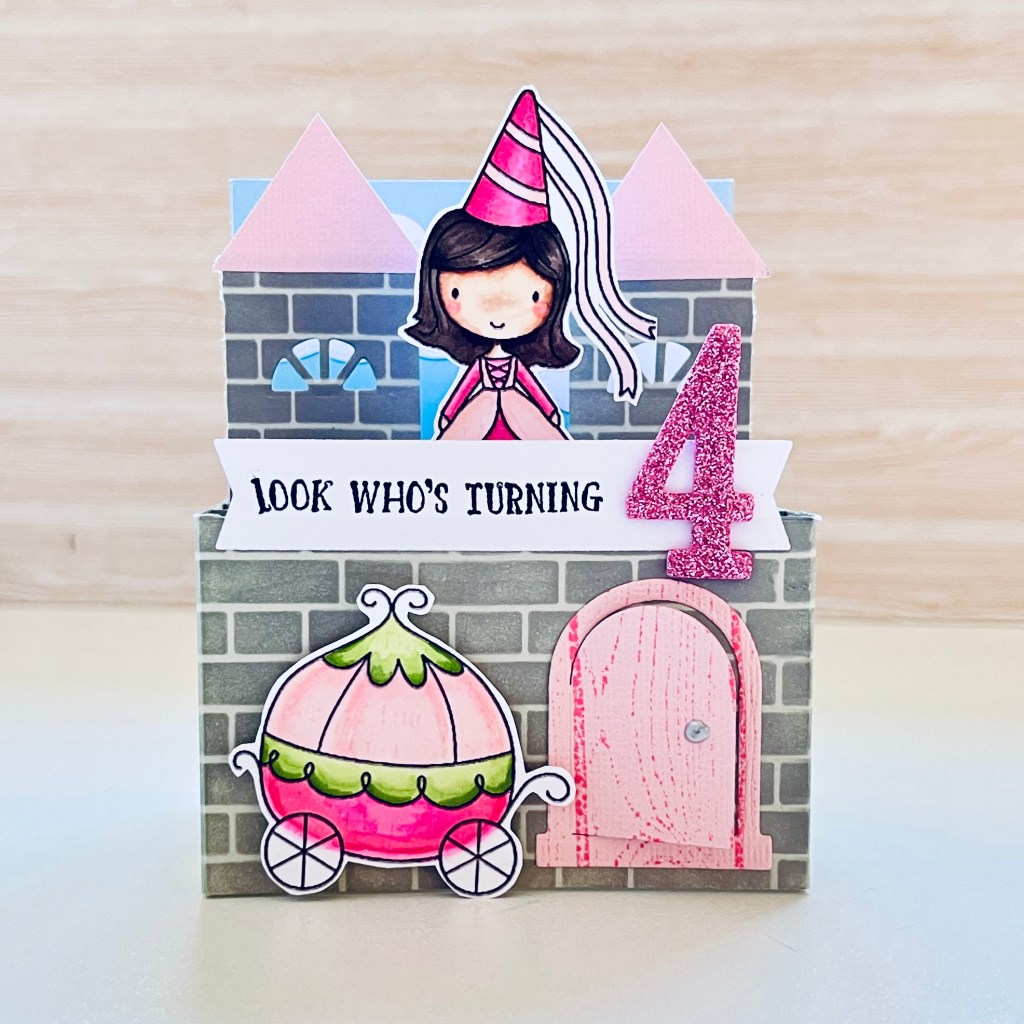 Mft princess castle pop up card once upon a time stamp set