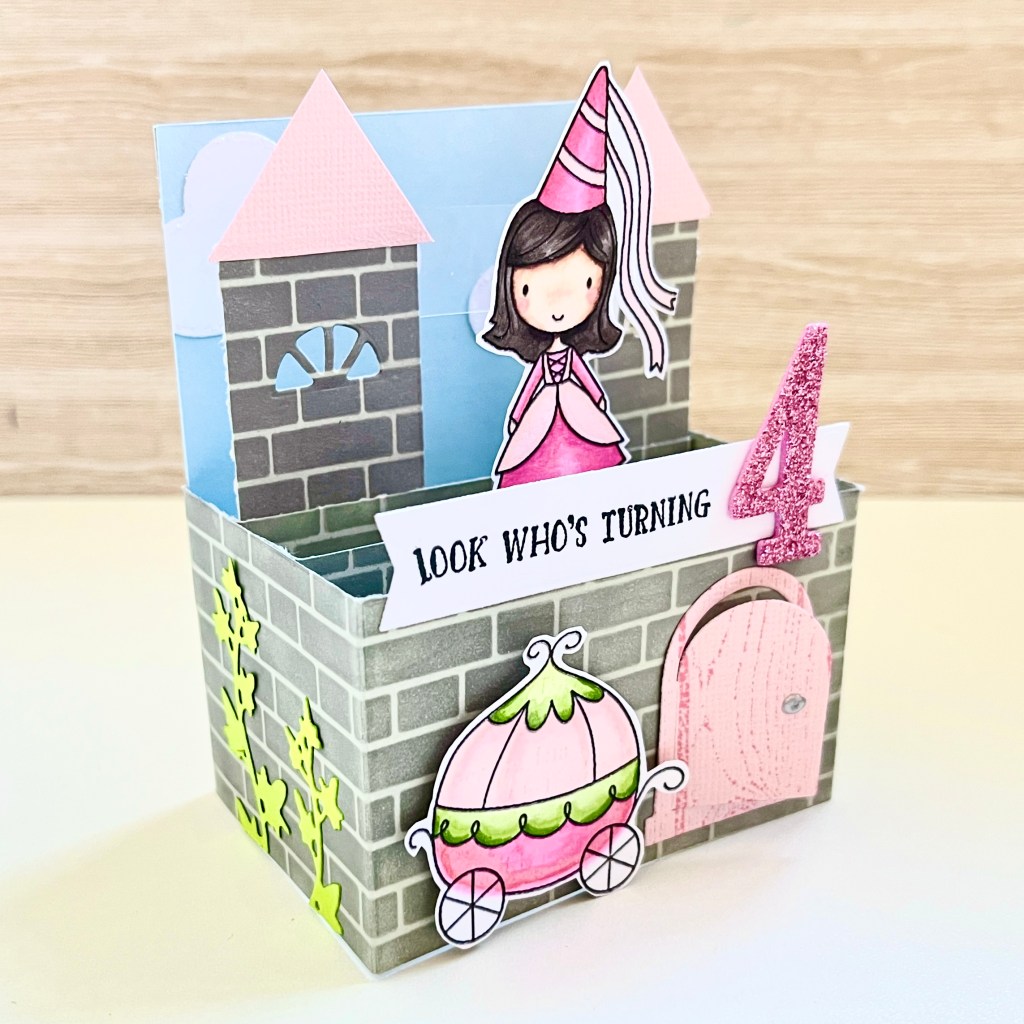 Mft pop up birthday cardmaking idea princess castle pink