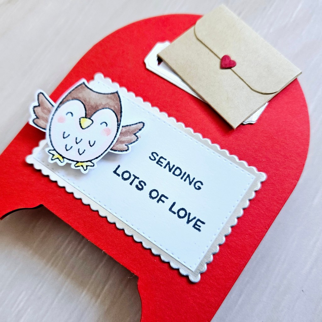 Card making idea interactive mailbox Card with secret message lawn fawn mft poppystamps no special dies needed