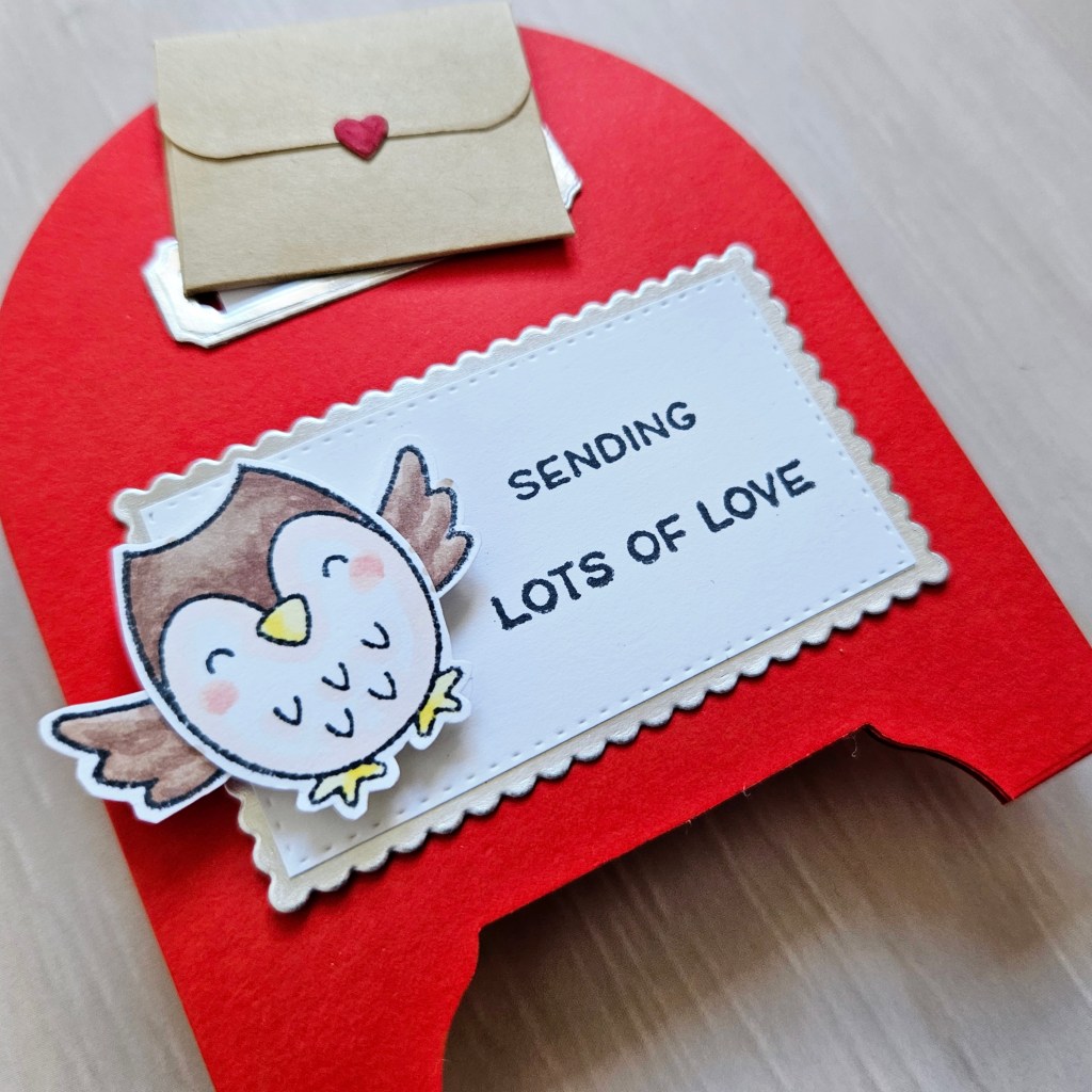 Red mailbox Card idea interactive with secret message without special dies cuts 