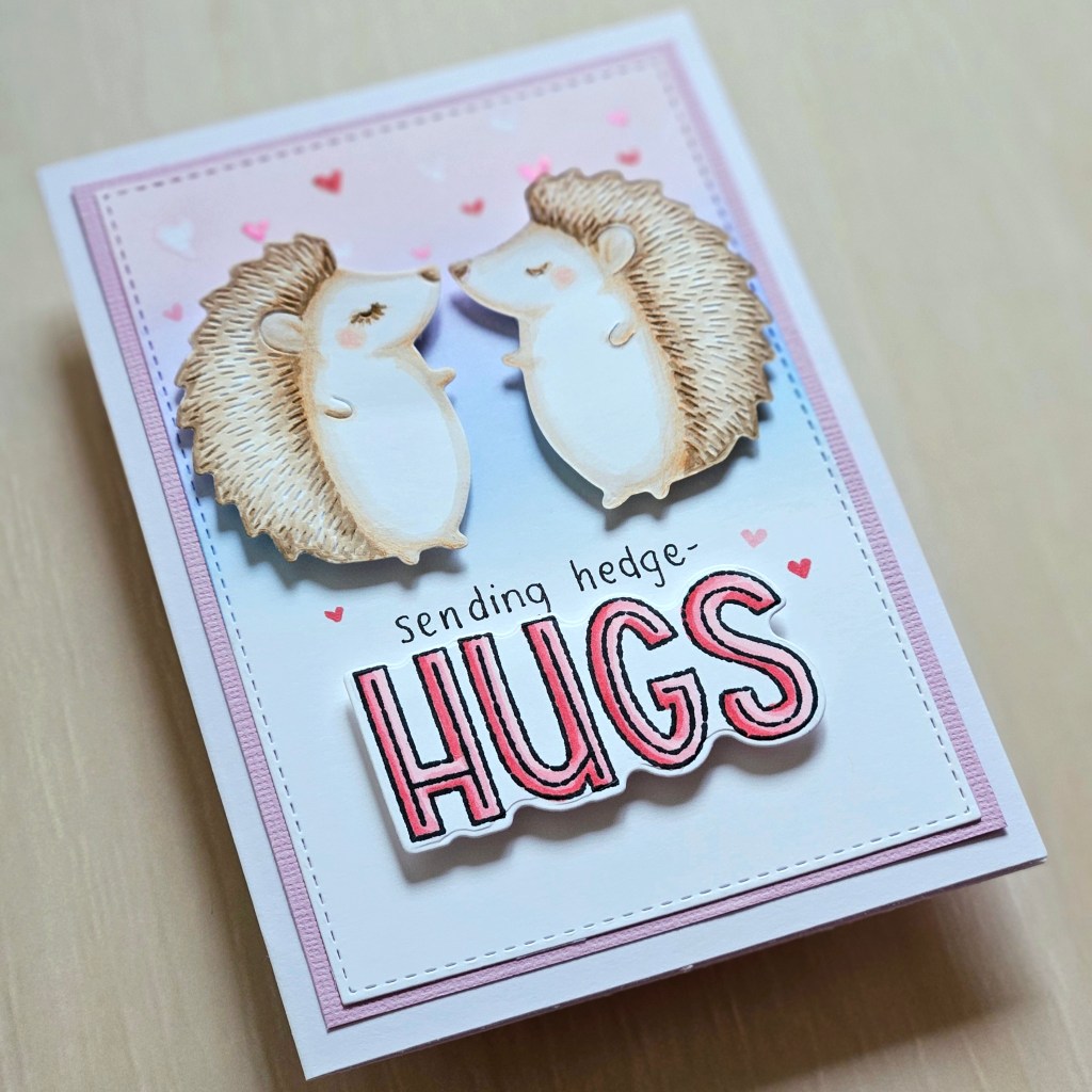 Pink and purple distress inks cardmaking idea poppystamps