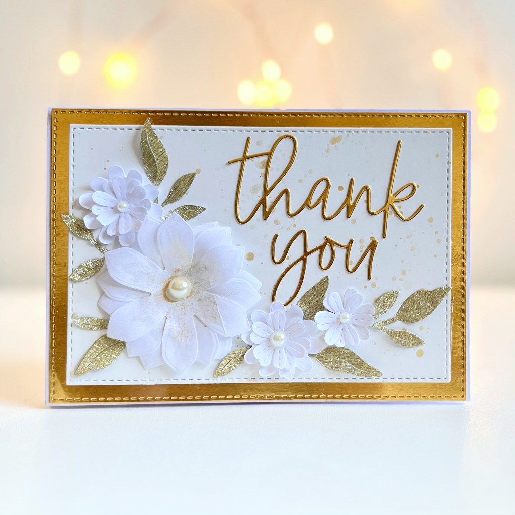 Thank you gratitude cardmaking idea gold and white theme