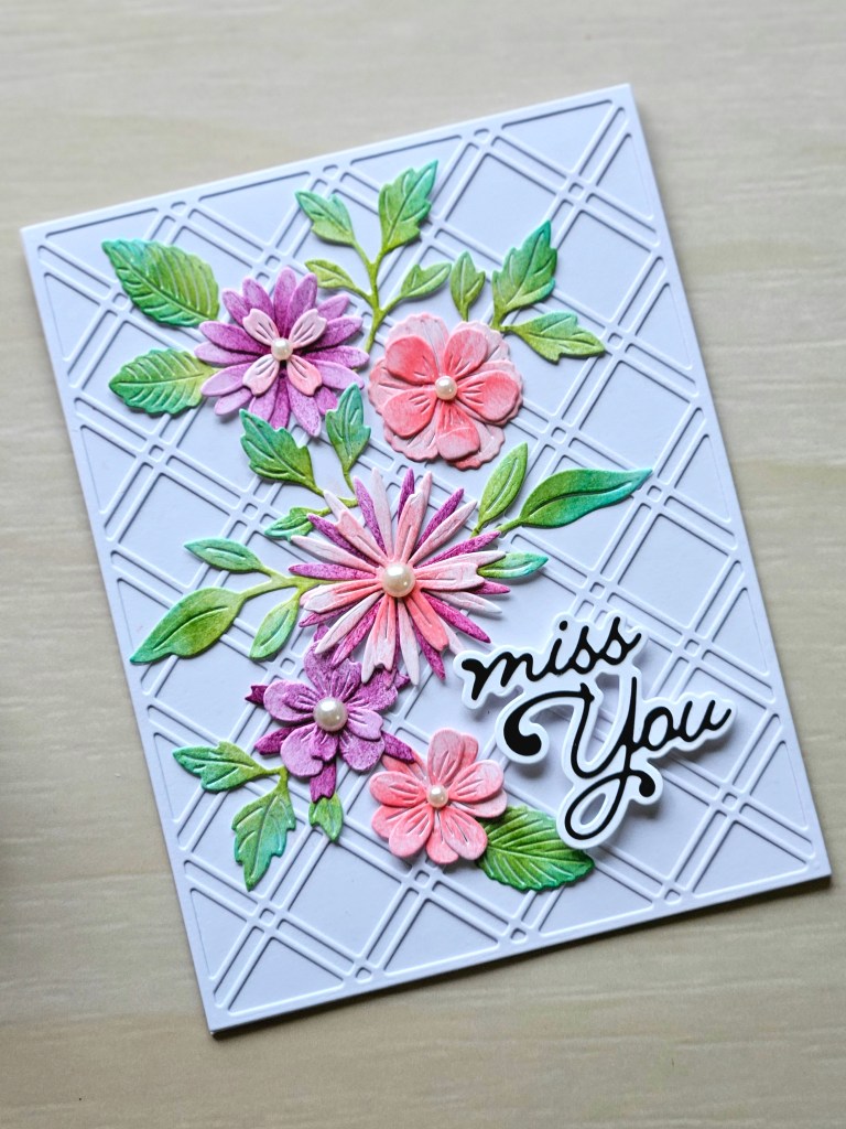 Poppystamps dies potpourri flower dies double diamond lattice miss you moonlights script

