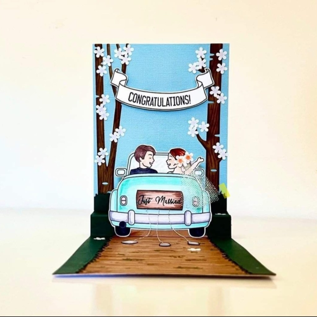 Pop up card just married