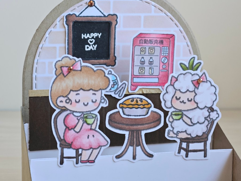 Penguin palace digital stamps in love with london cafe themed pop up card