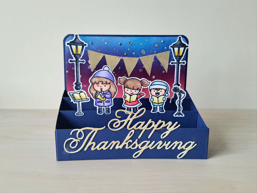 Cardmaking thanksgiving design with distress ink blending