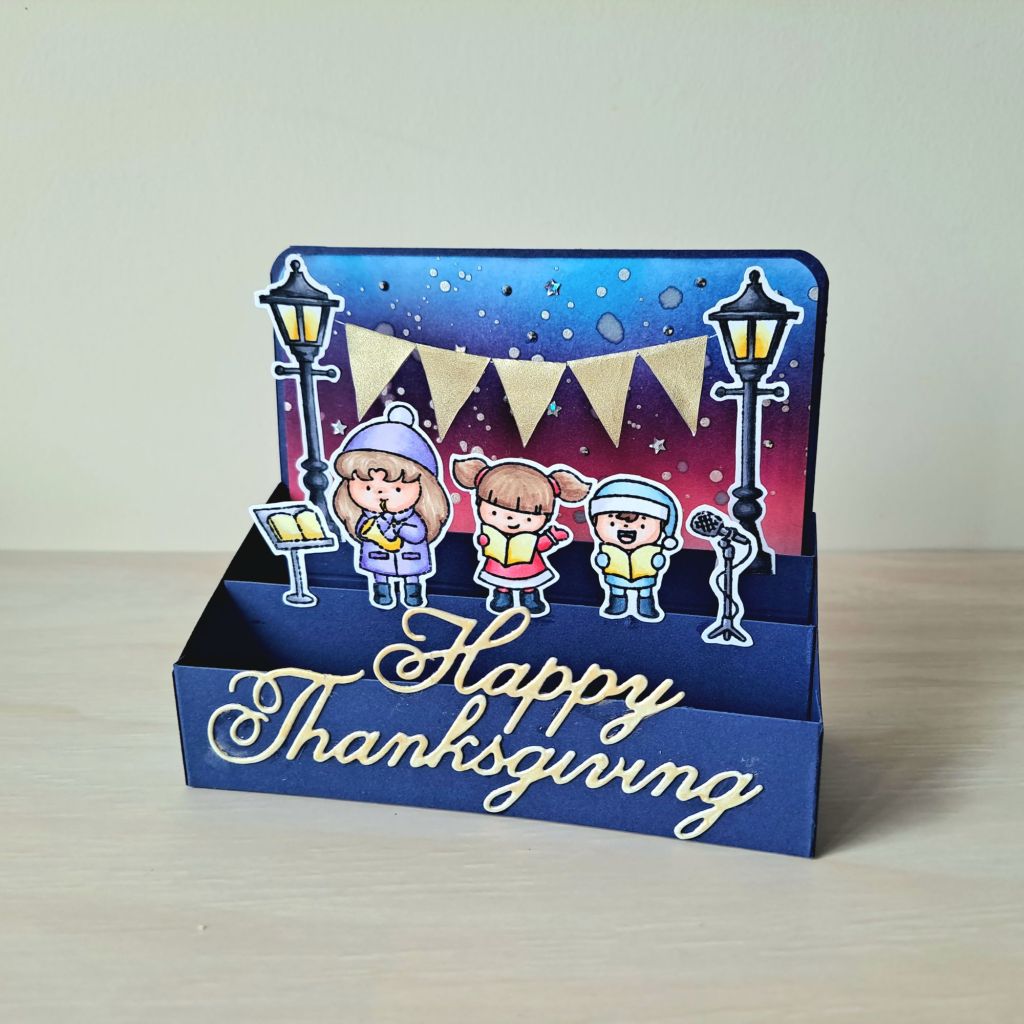 Pop up Thanksgiving card handmade for cardmaking with distress ink blending