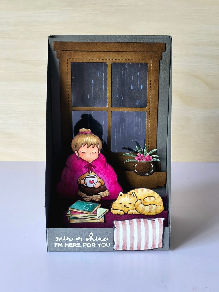 Interactive rain card using digital stamp sets from Hugs in a Card