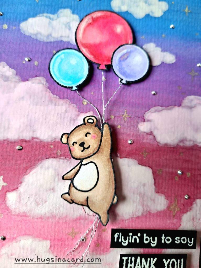 Cardmaking colouring flying balloons lawn fawn high five