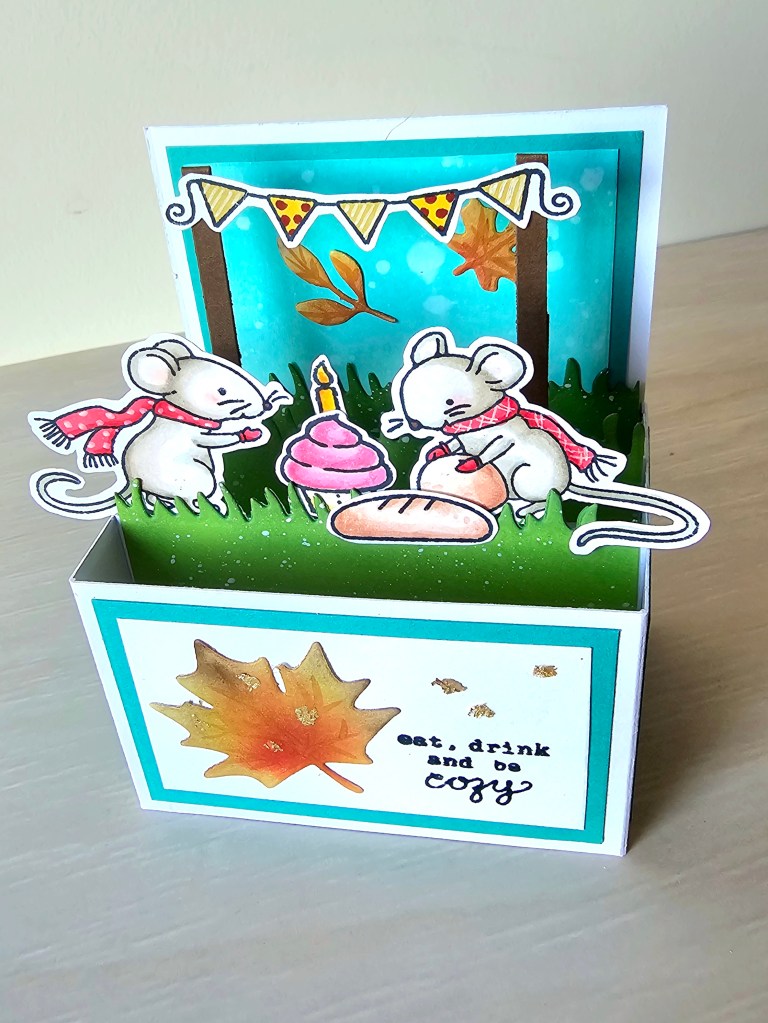 Merry mice card distress ink speckled background cardmaking idea