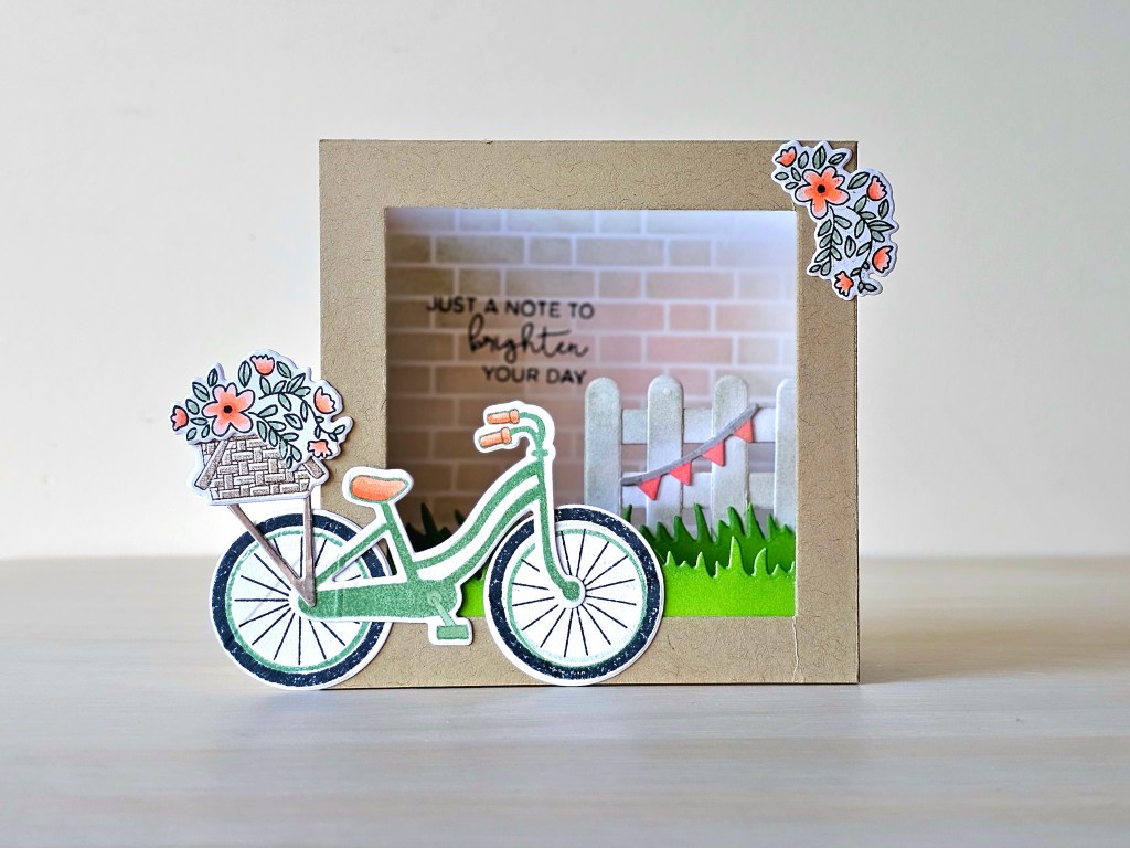 Bike ride stampin up dies shadow box card