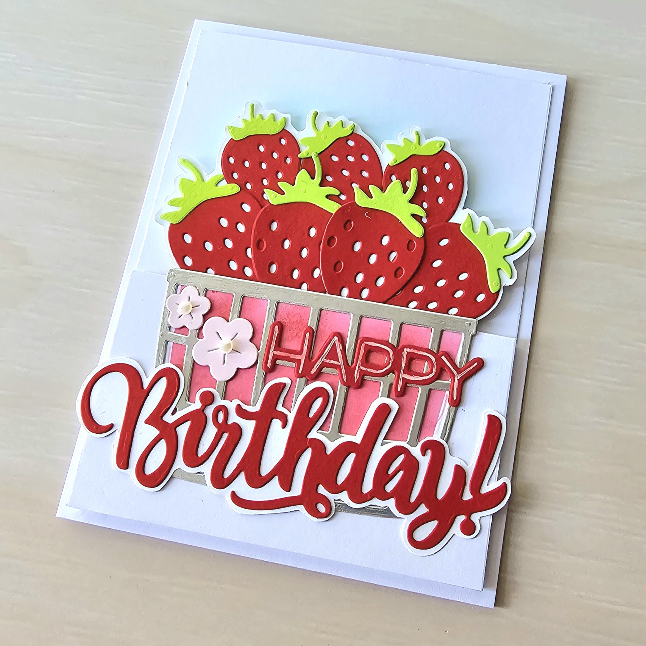 Hello bluebird strawberry basket dies DIY card making project