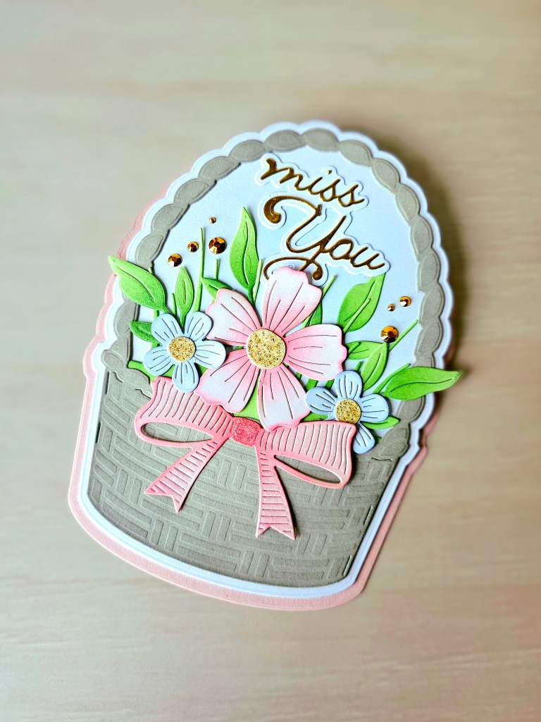 Poppystamps mothers day card woven basket easel die set 