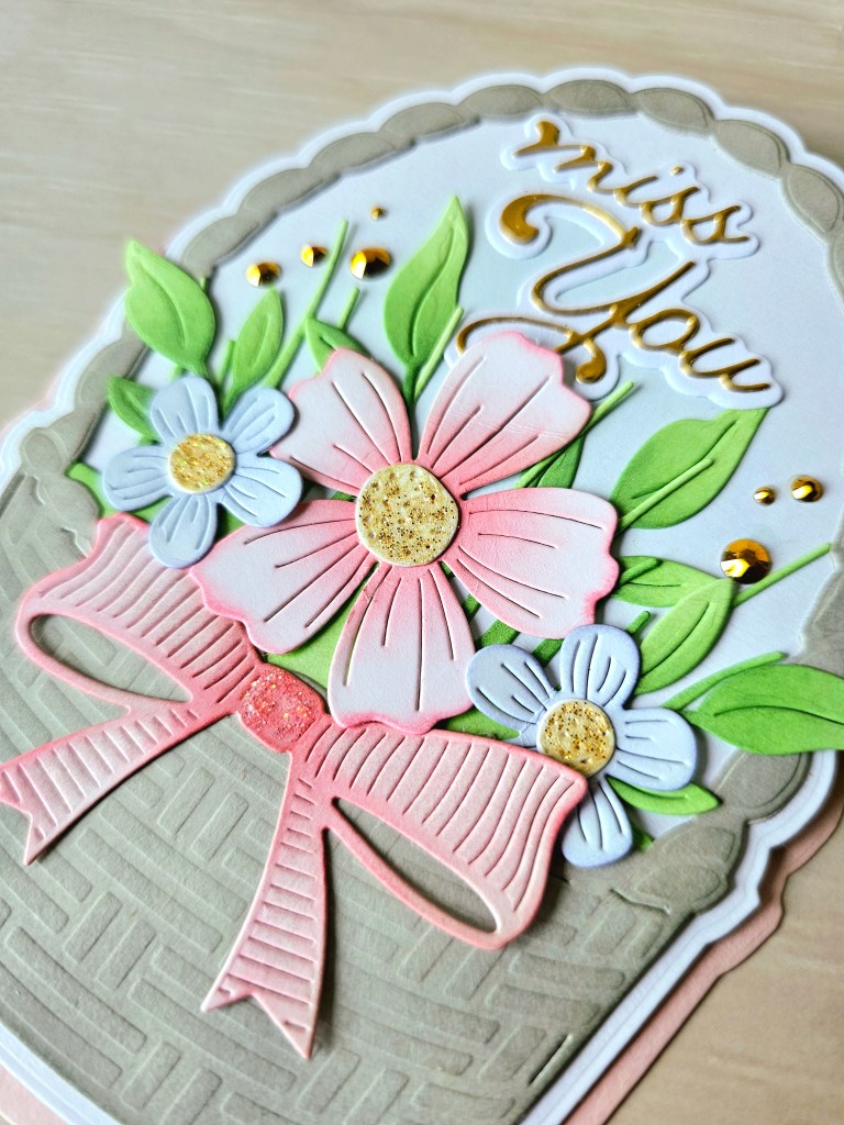 How to make mothers day card basket of flowers easel Poppystamps 