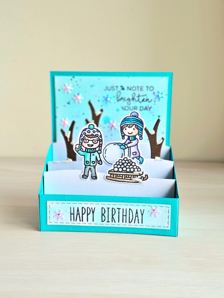 Mft outside the box modified pop up card winter theme 