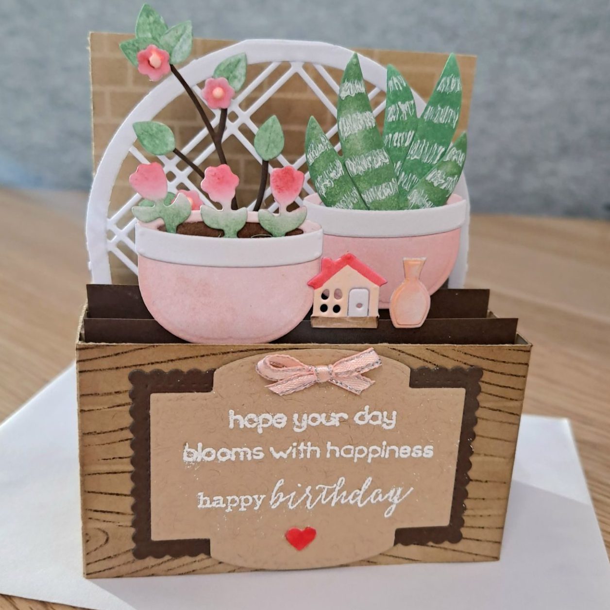 Garden lover pop up box card design birthday stretching your dies and stamps to make new designs