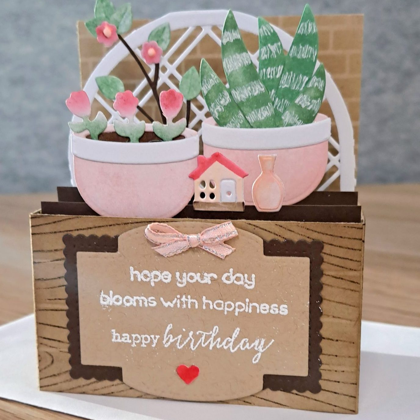Garden lover pop up box card design birthday combining stamps and dies set