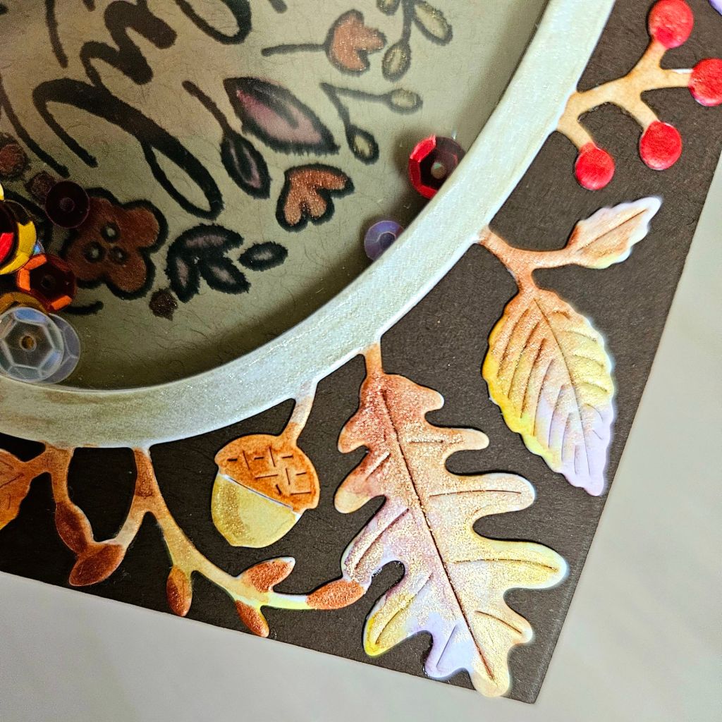 Poppystamps autumn leaves oval frame diy card