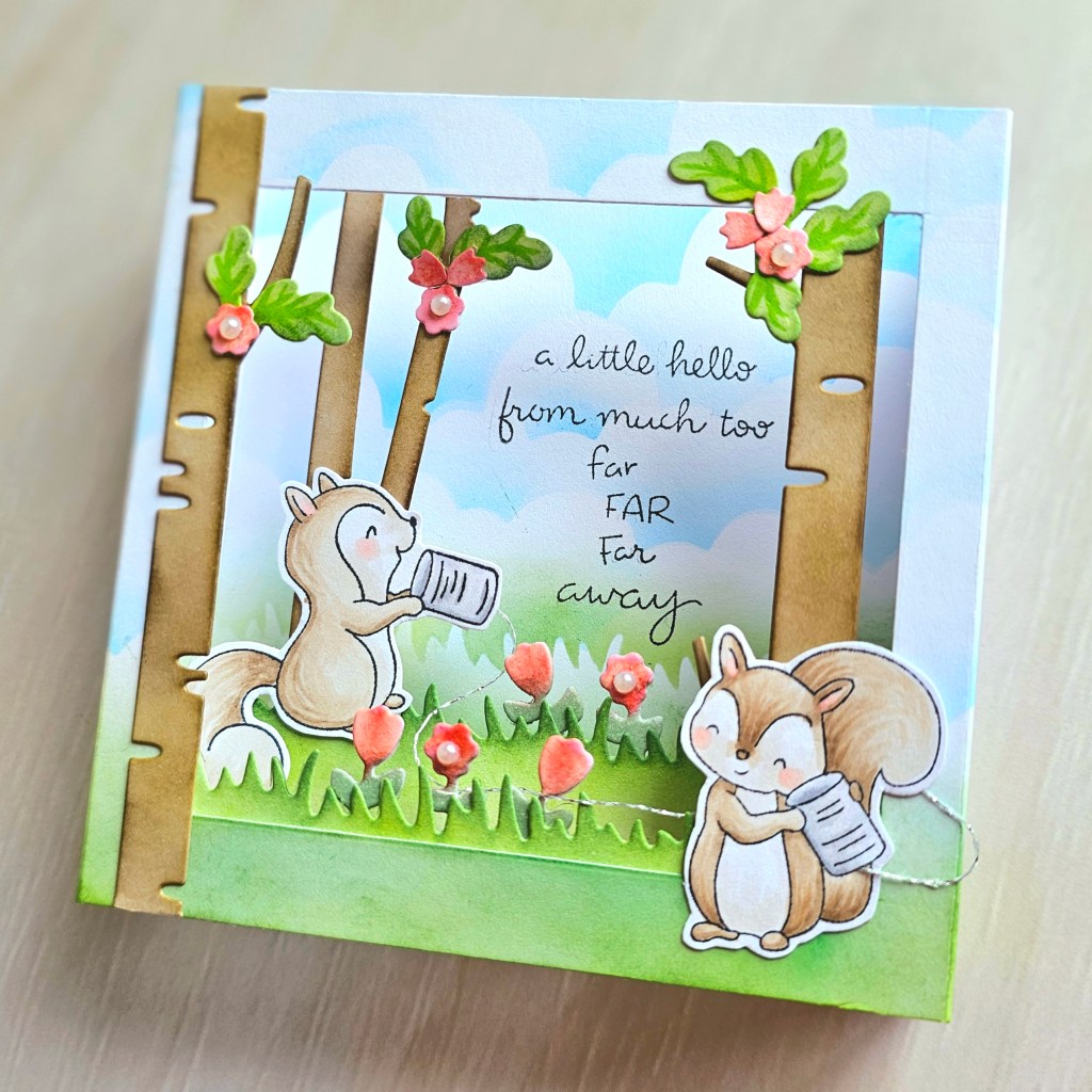 Long distance hello bluebird stamp handmade card