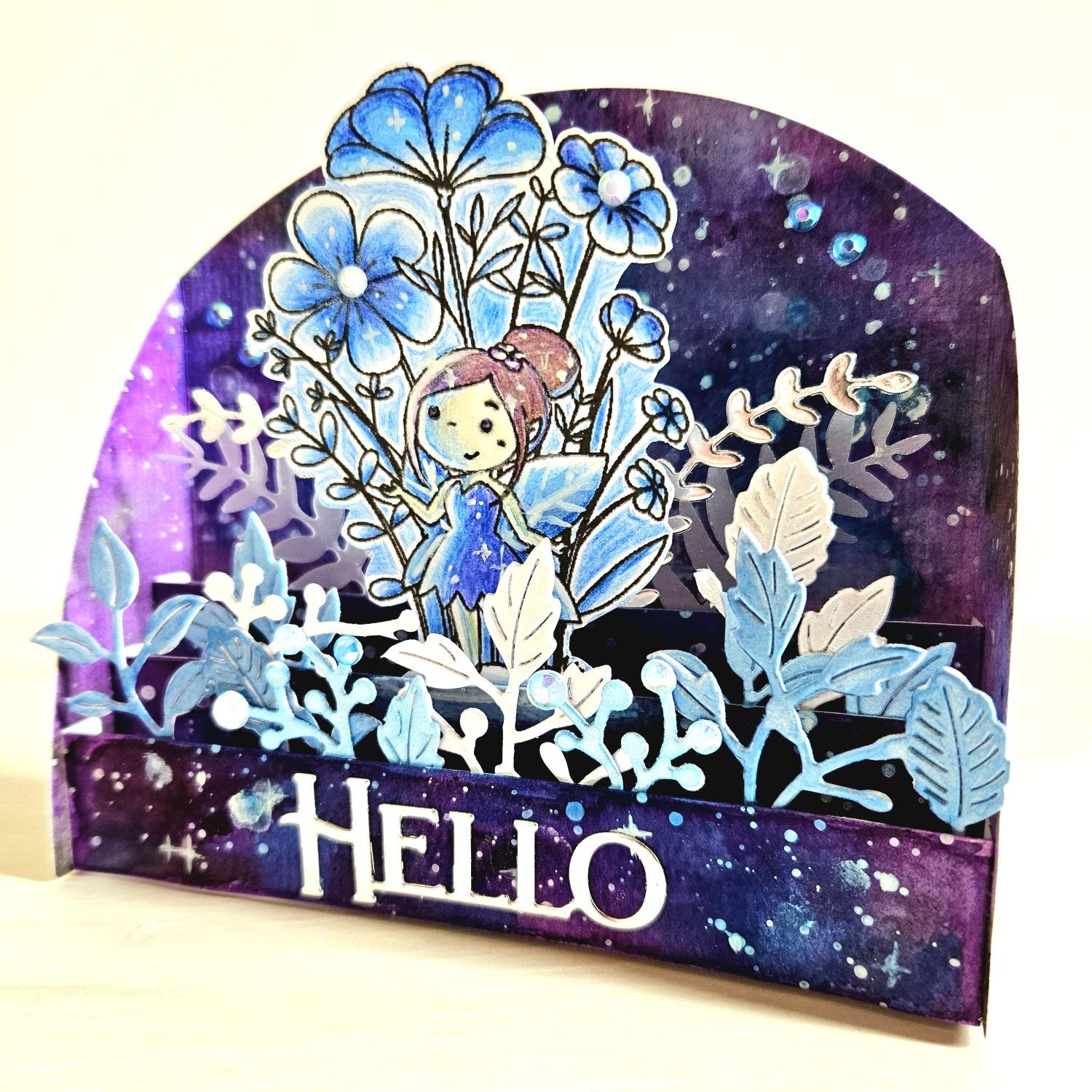 penguin palace challenge ocean moodboard purple blue pop up card