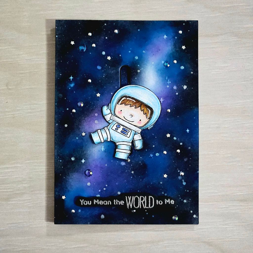 Interactive galaxy themed card