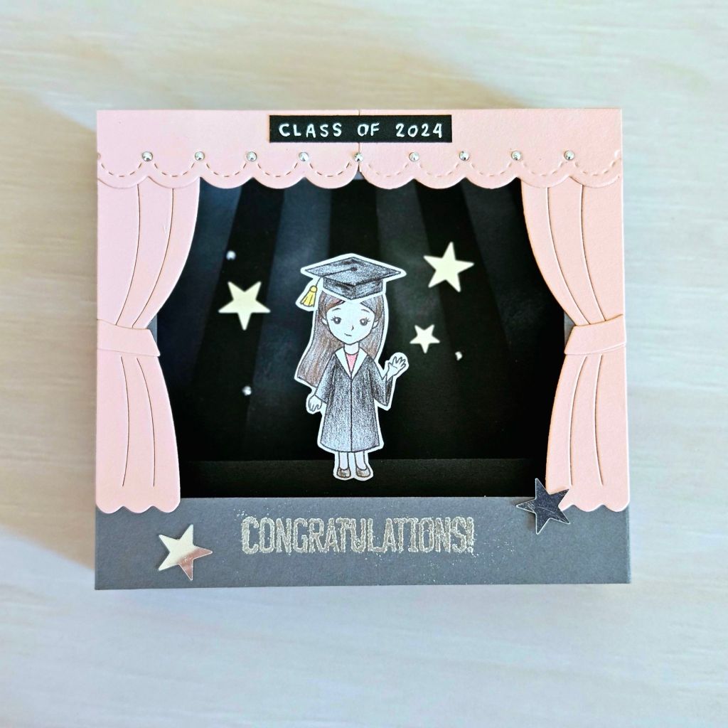 Lawn fawn window frame shadow box card idea class of 2024 graduation 