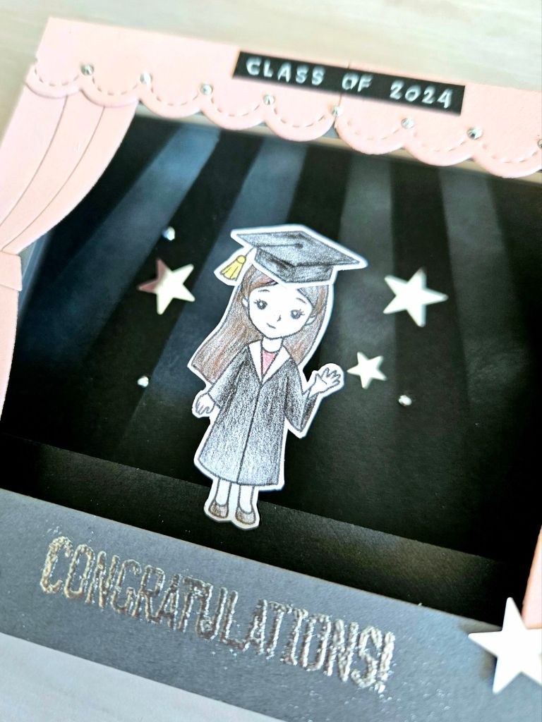 Lawn fawn window frame shadow box card idea how to make a graduation card