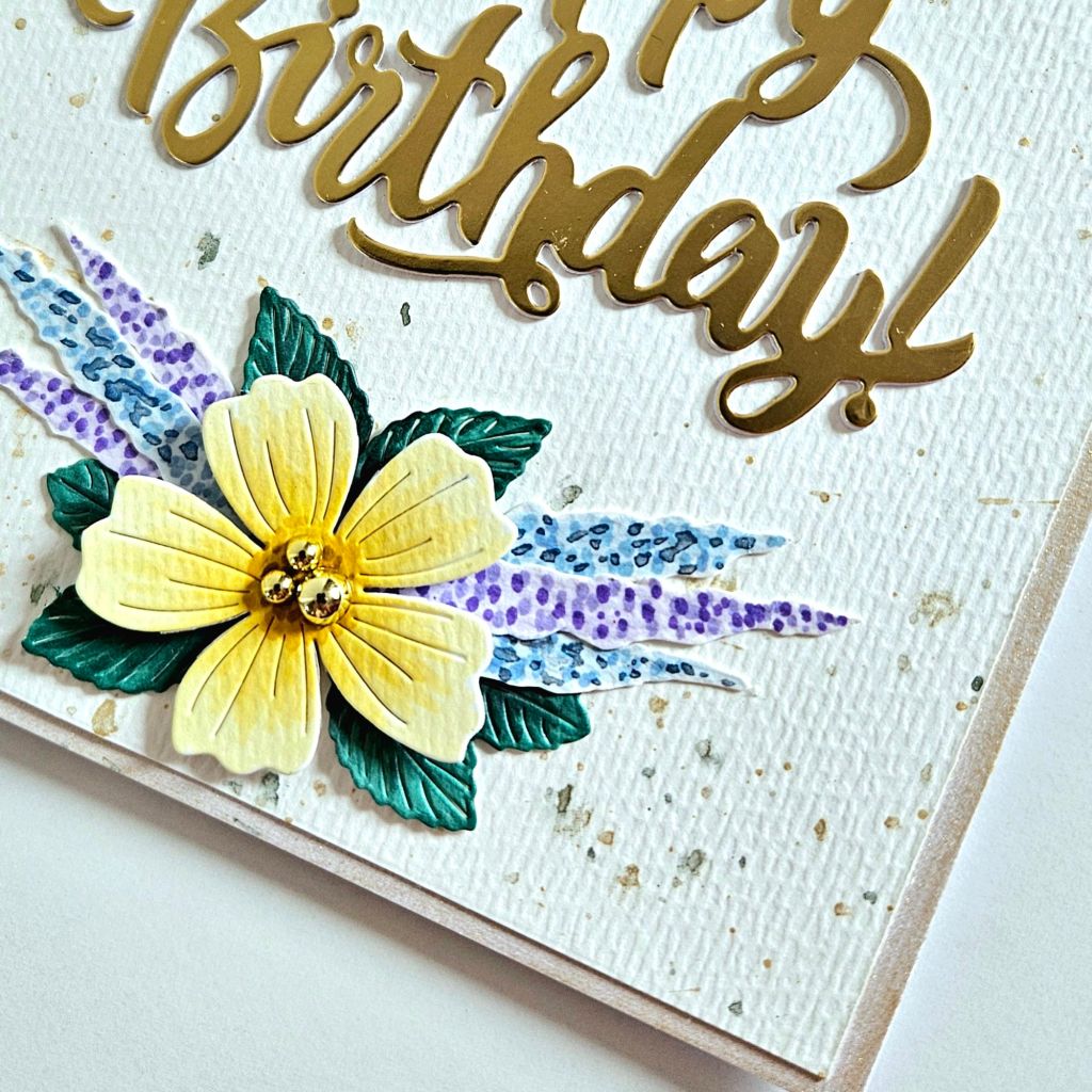 Pop up birthday card girl pastel yellow and gold colours
