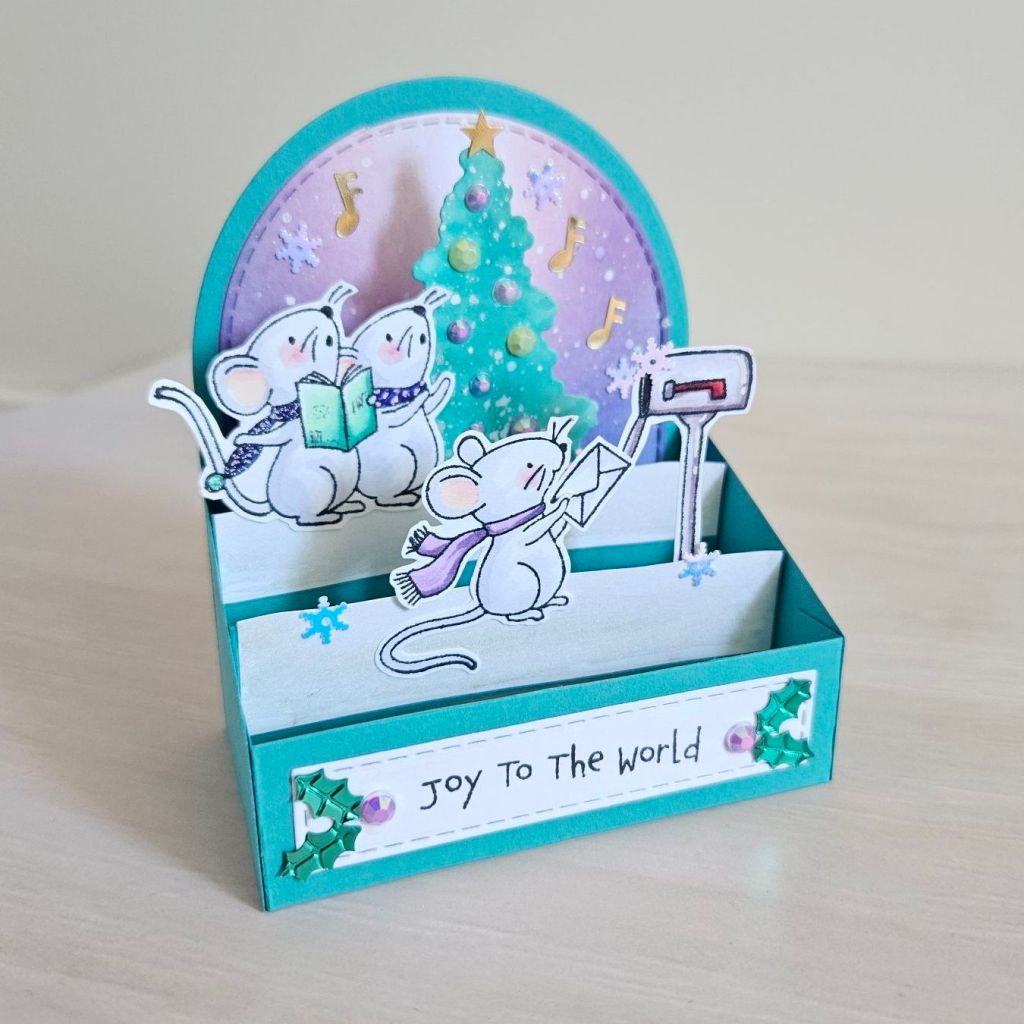 easy handmade holiday cards pop up purple and teal