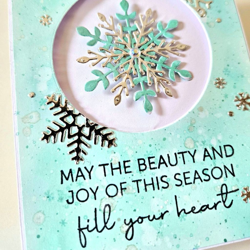 christmas card crafts tiffany green and silver spinning snowflake