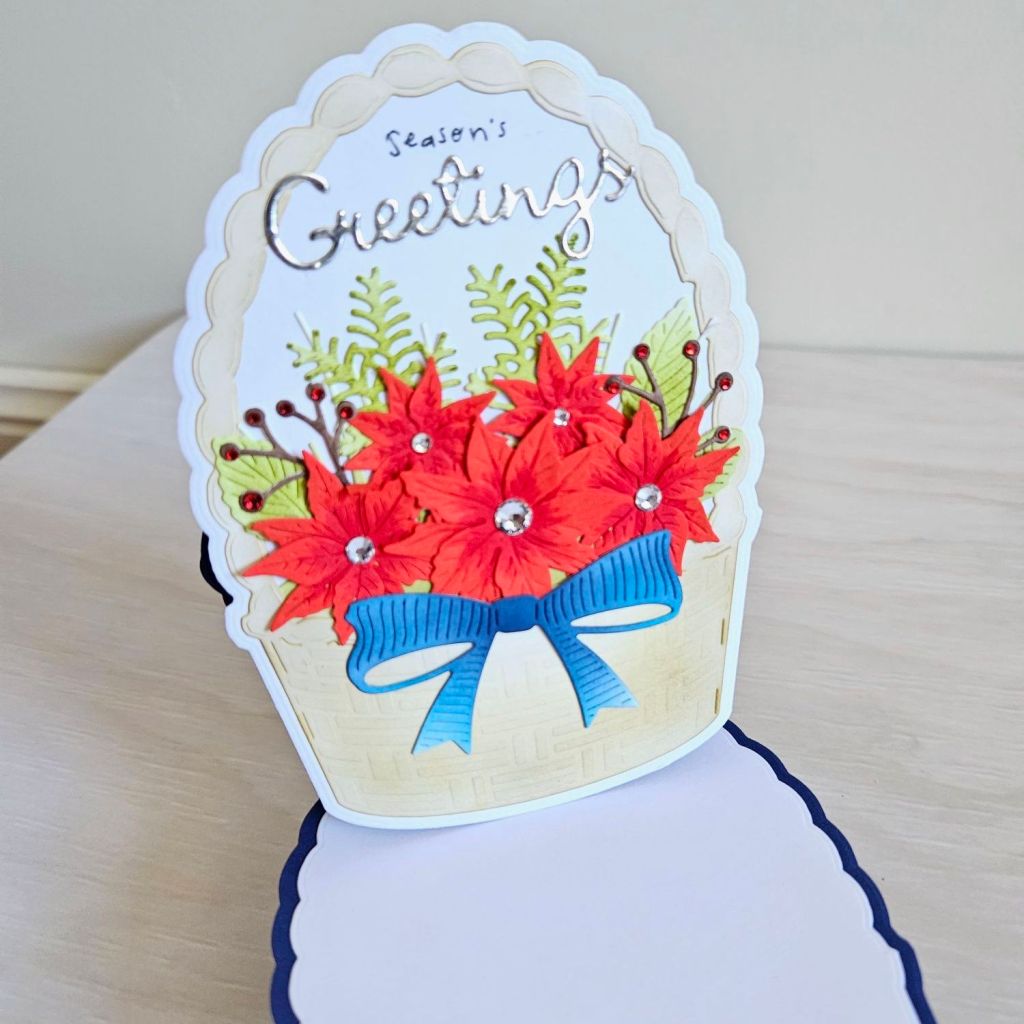 poppystamps woven basket easel pop up card creative christmas card red and blue