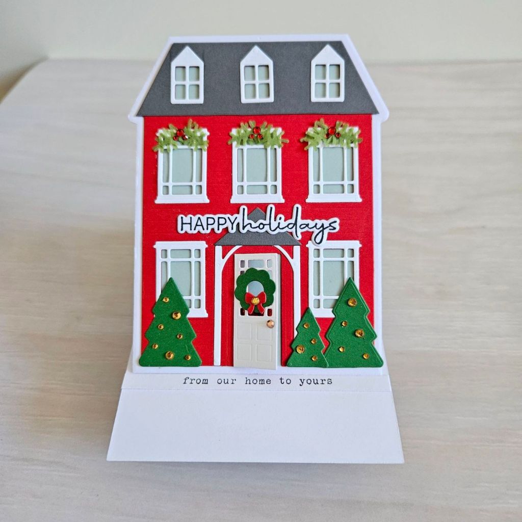 Poppystamps easel winter house pop up card for christmas card idea for beginners