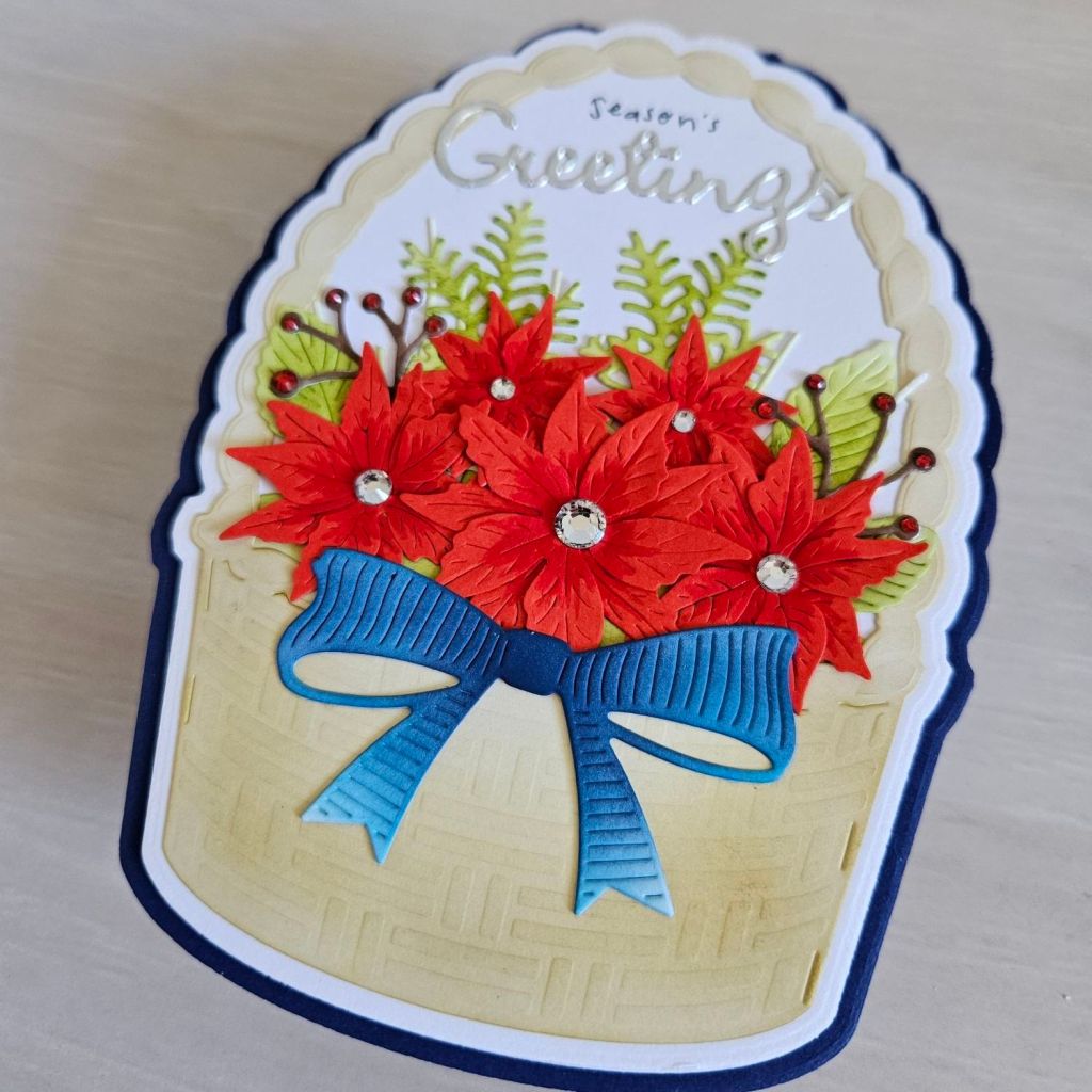 poppystamps woven basket easel pop up card christmas poinsettia cardmaking project