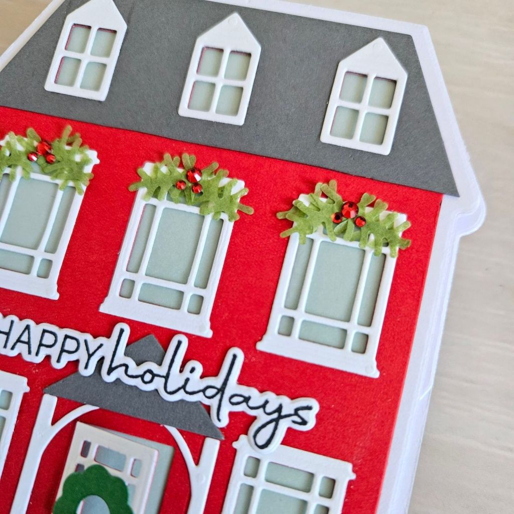 festive pop up card crafts home for the holidays easel dies from poppystamps