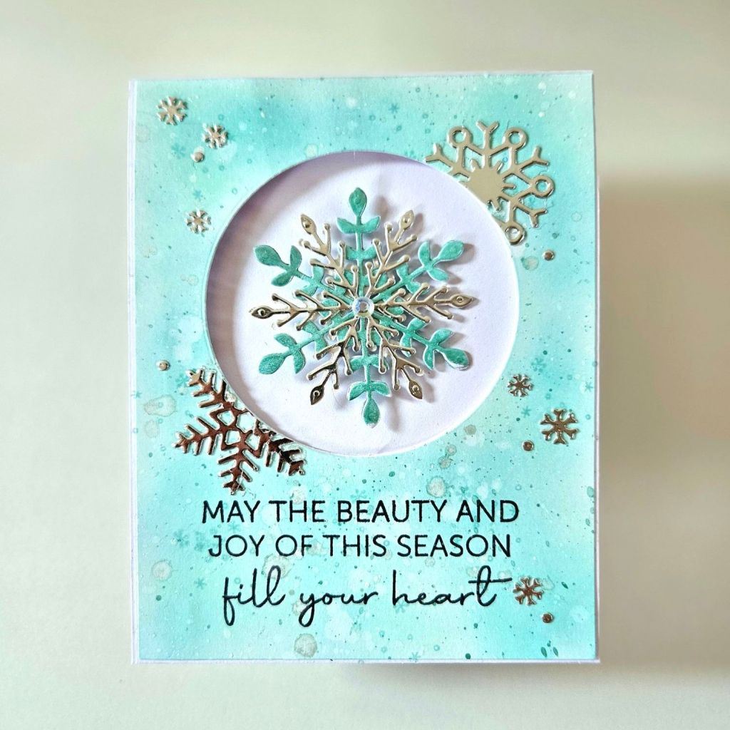 handmade holiday card ideas spinning snowflake interactive tiffany green and silver