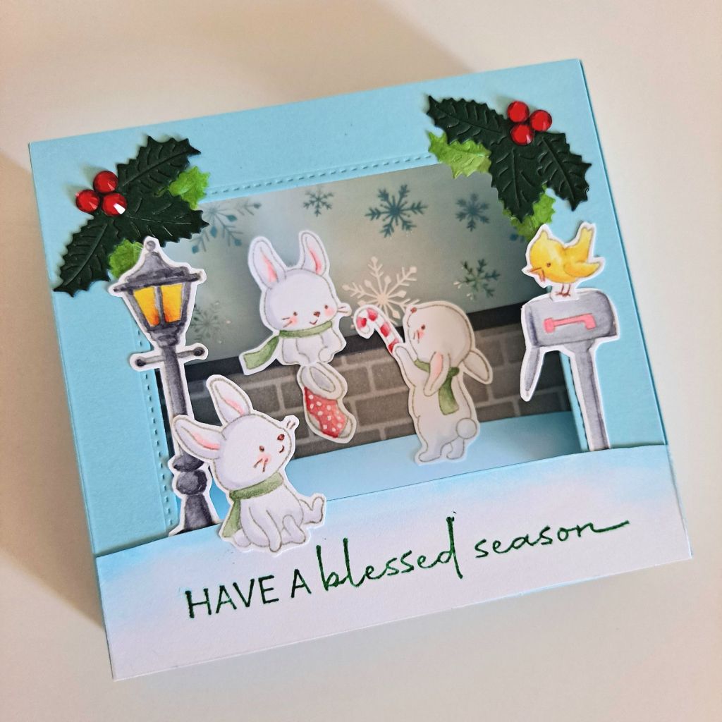 handmade christmas pop up card stampin up and hello bluebird