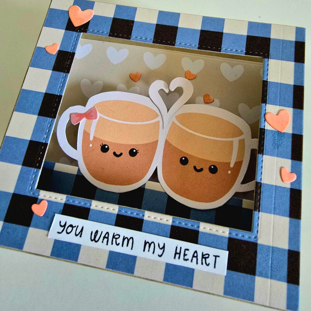 Beautiful handmade card with digital papers, Stampin' Up stamps, and coffee-themed scrapbook elements for DIY crafting inspiration.