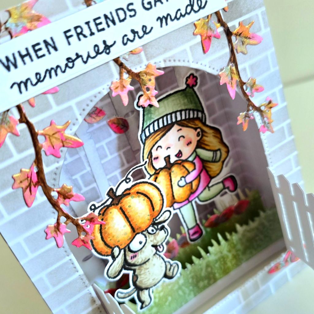 Hello bluebird autumn themed pop up card stampin up supplies opening fence interactive 